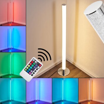 Flaut Lampada da terra LED Cromo, 1-Luce, Telecomando, Cambia colore