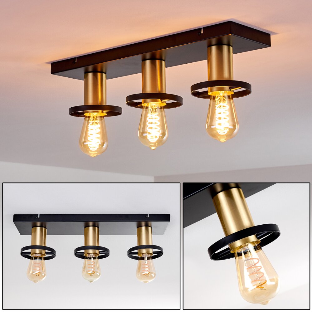 Alvesta Plafoniera Oro, Ottone, Nero, 3-Luci main product photo