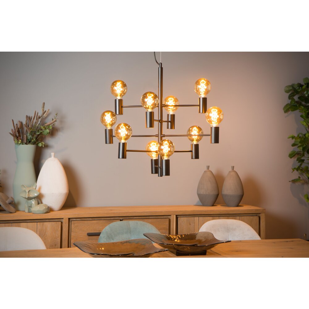 Lampada a Sospensione Lucide LEANNE Nero, 10-Luci main product photo