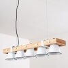 Oksbol Lampada a Sospensione Legno chiaro, Bianco, 5-Luci