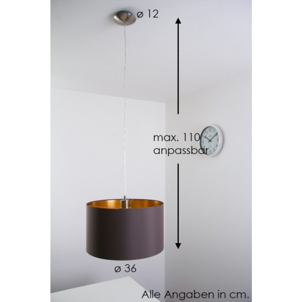 Eglo Maserlo cappuccino Lampadario a sospensione Nichel opaco, 1-Luce