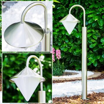 Kasan Lampada da terra per esterno Acciaio inox, Bianco, 1-Luce