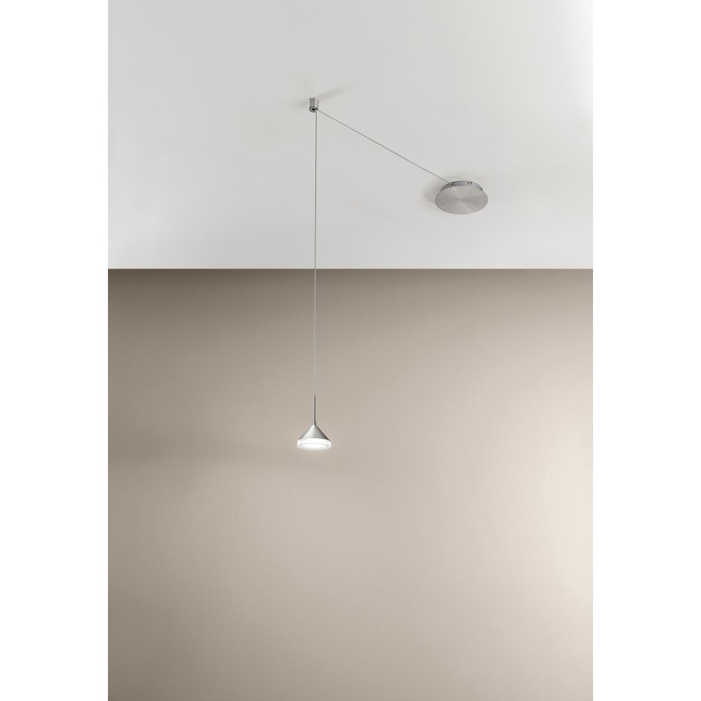 Fabas Luce Isabella Lampada a Sospensione LED Cromo, Nichel opaco, 1-Luce