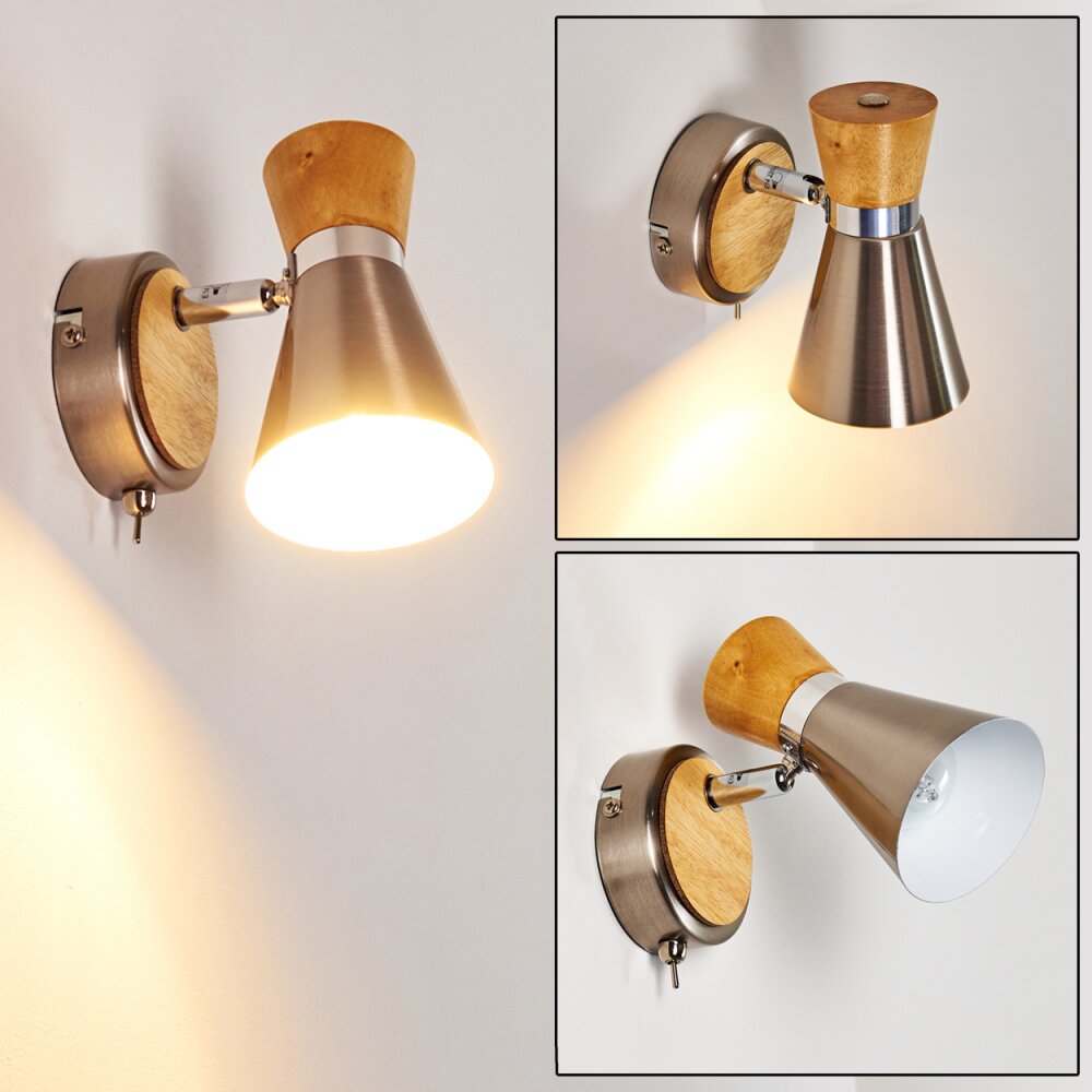 Pulau Applique Legno chiaro, Nichel opaco, 1-Luce main product photo