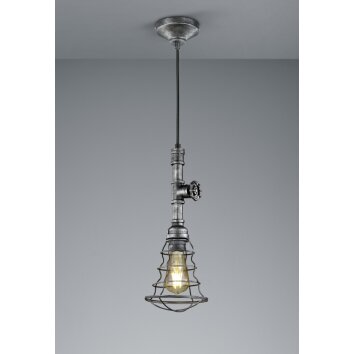 Trio-Leuchten Gotham Lampada a Sospensione Marrone scuro, Argento, 1-Luce