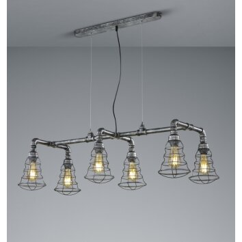 Trio-Leuchten Gotham Lampada a Sospensione Marrone scuro, Argento, 6-Luci