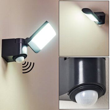 Applique da esterno Larvik LED Antracite, 1-Luce, Sensori di movimento