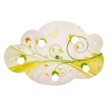 Elobra WOLKE BLUME-PHANTASIE Applique Giallo, Verde, 5-Luci