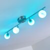 Motala Plafoniera LED Nichel opaco, 4-Luci, Telecomando, Cambia colore