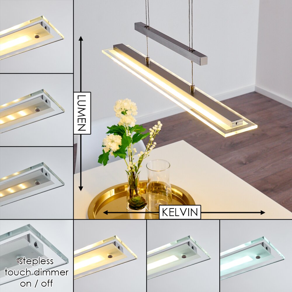 Junsele Lampada a Sospensione LED Nichel opaco, 3-Luci main product photo
