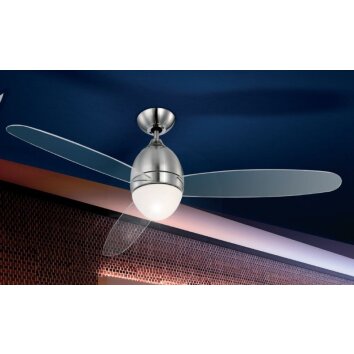 Globo PREMIER Ventilatore Acciaio inox, Nichel opaco, 2-Luci