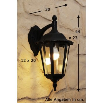 Konstsmide FIRENZE Applique per esterno Nero, Trasparente, chiaro, 1-Luce