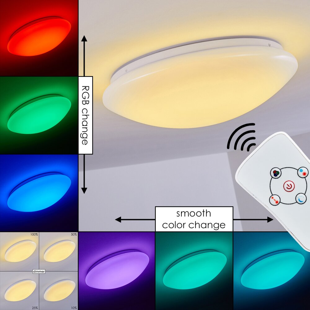 Brighton Plafoniera LED Bianco, 1-Luce, Telecomando, Cambia colore main product photo