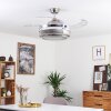 Bendigo ventilatore da soffitto LED Nichel opaco, Trasparente, chiaro, 1-Luce