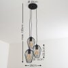 Negril Lampadario a sospensione Nero, 3-Luci