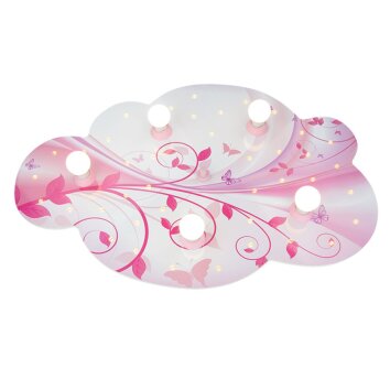 Elobra WOLKE BLUME-PHANTASIE Applique Fucsia, Bianco, 5-Luci