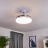 Bendigo ventilatore da soffitto LED Cromo, Trasparente, chiaro, Bianco, 1-Luce