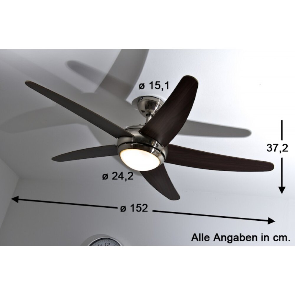 Globo FABIOLA Ventilatore Acciaio inox, Nichel opaco, 1-Luce, Telecomando