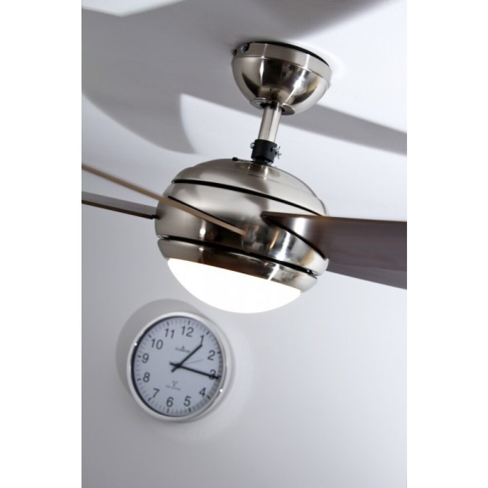 Globo FABIOLA Ventilatore Acciaio inox, Nichel opaco, 1-Luce, Telecomando
