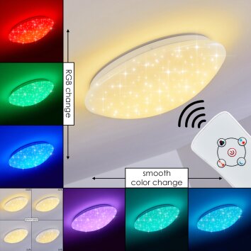 Brighton Star Plafoniera LED Bianco, 1-Luce, Telecomando, Cambia colore