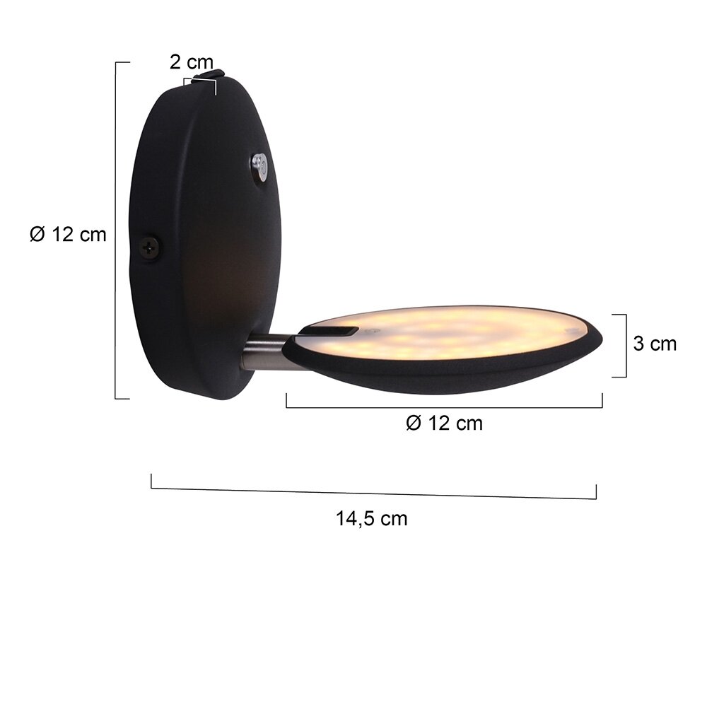 Steinhauer Zenith Applique LED Nero, 1-Luce