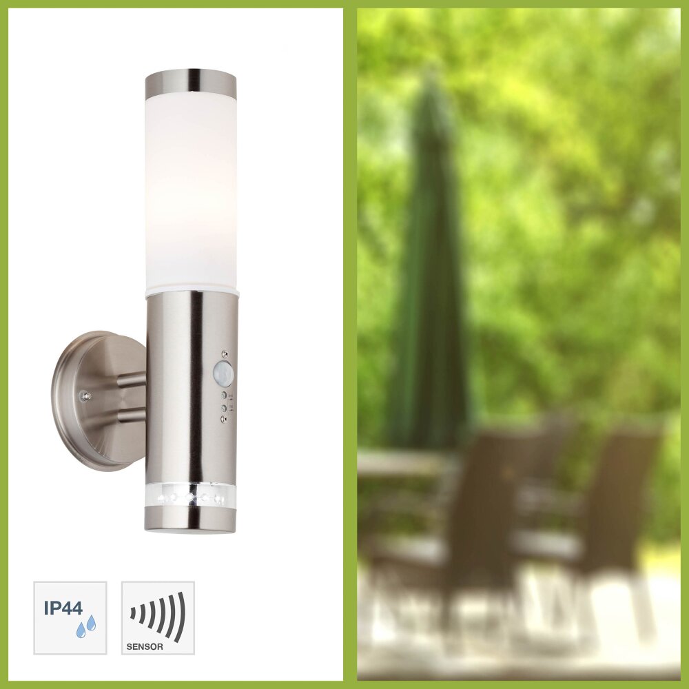 Brilliant Bole Applique da esterno Acciaio inox, 1-Luce, Sensori di movimento