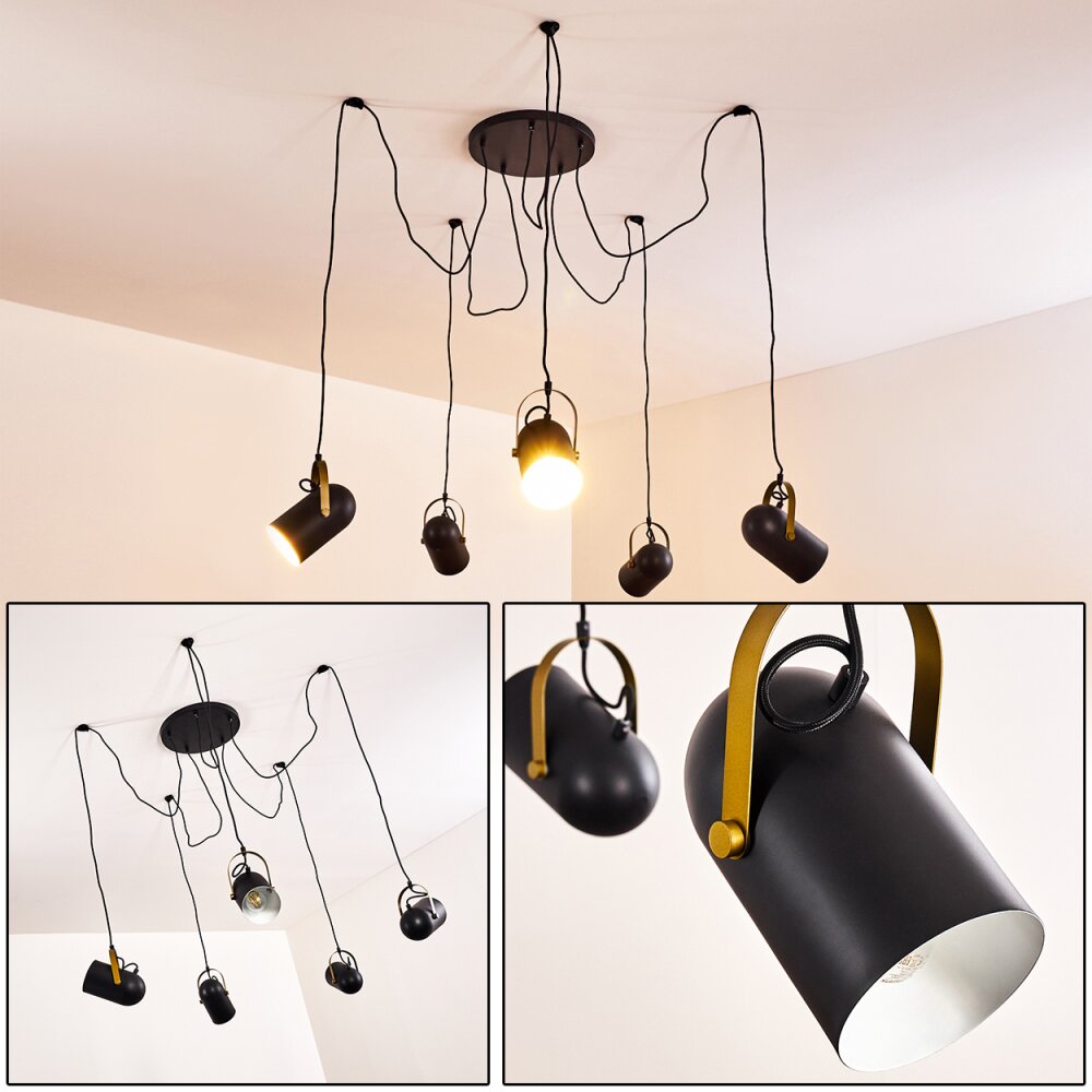 Riex Lampadario a sospensione Nero-Oro, 5-Luci main product photo