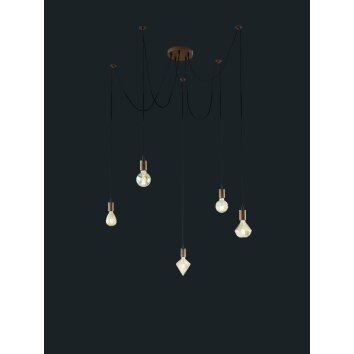 Trio-Leuchten Cord Lampada a Sospensione Ramato, 5-Luci