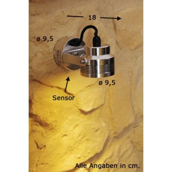 Konstsmide MONZA Applique per esterno LED Alluminio, Acciaio inox, 6-Luci, Sensori di movimento