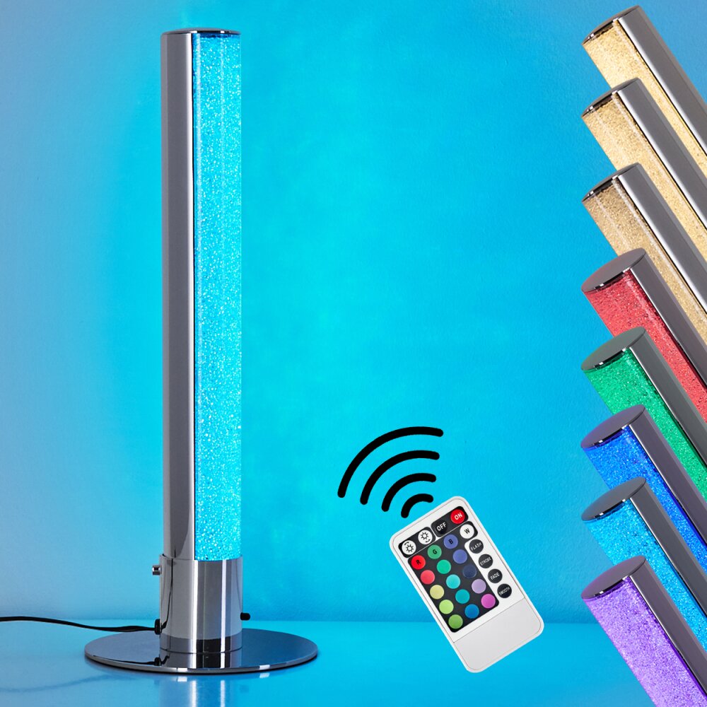 Flaut Lampada da Tavolo LED Cromo, 1-Luce, Telecomando, Cambia colore main product photo