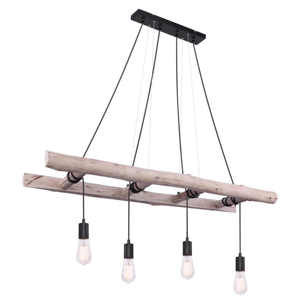 Globo IRMGARD Lampadario a sospensione Legno chiaro, Nero, 4-Luci main product photo
