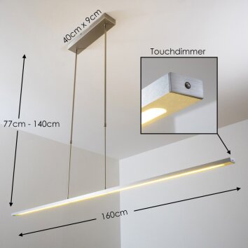 Masterlight Lampadario a sospensione LED Alluminio, Nichel opaco, 1-Luce