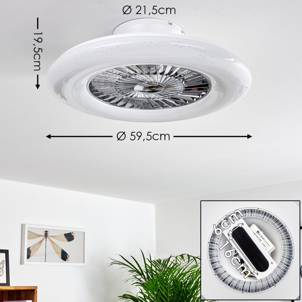Petrovac ventilatore da soffitto LED Cromo, Bianco, 1-Luce, Telecomando