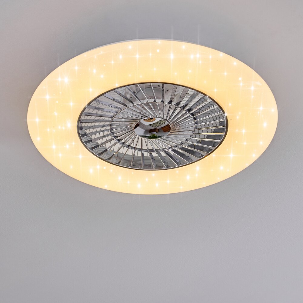 Petrovac ventilatore da soffitto LED Cromo, Bianco, 1-Luce, Telecomando