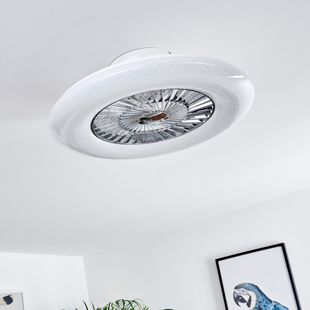 Petrovac ventilatore da soffitto LED Cromo, Bianco, 1-Luce, Telecomando