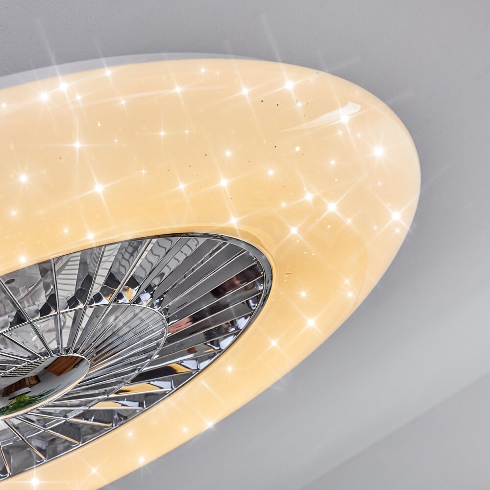 Petrovac ventilatore da soffitto LED Cromo, Bianco, 1-Luce, Telecomando