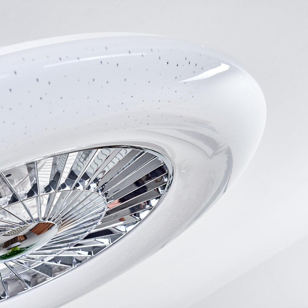 Petrovac ventilatore da soffitto LED Cromo, Bianco, 1-Luce, Telecomando