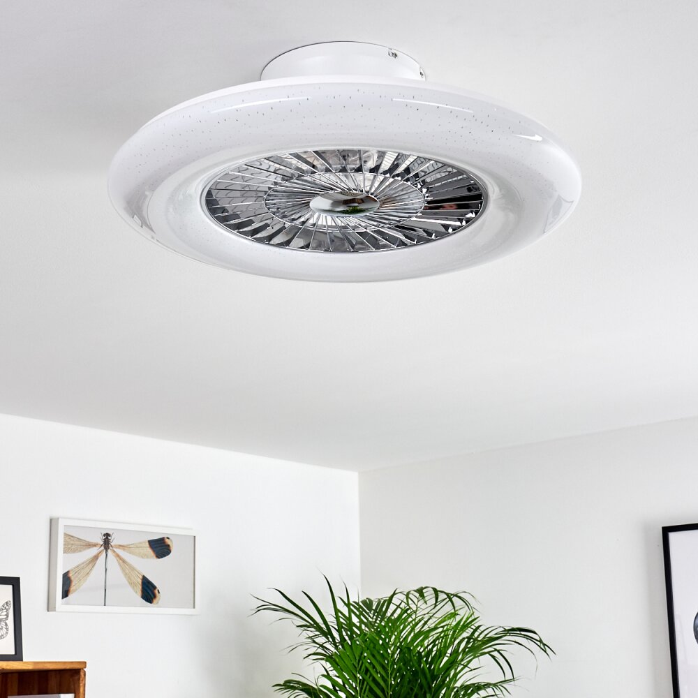 Petrovac ventilatore da soffitto LED Cromo, Bianco, 1-Luce, Telecomando