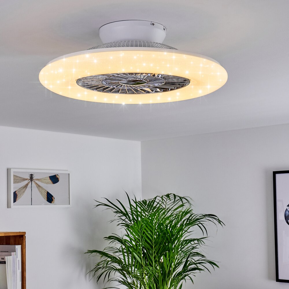 Petrovac ventilatore da soffitto LED Cromo, Bianco, 1-Luce, Telecomando