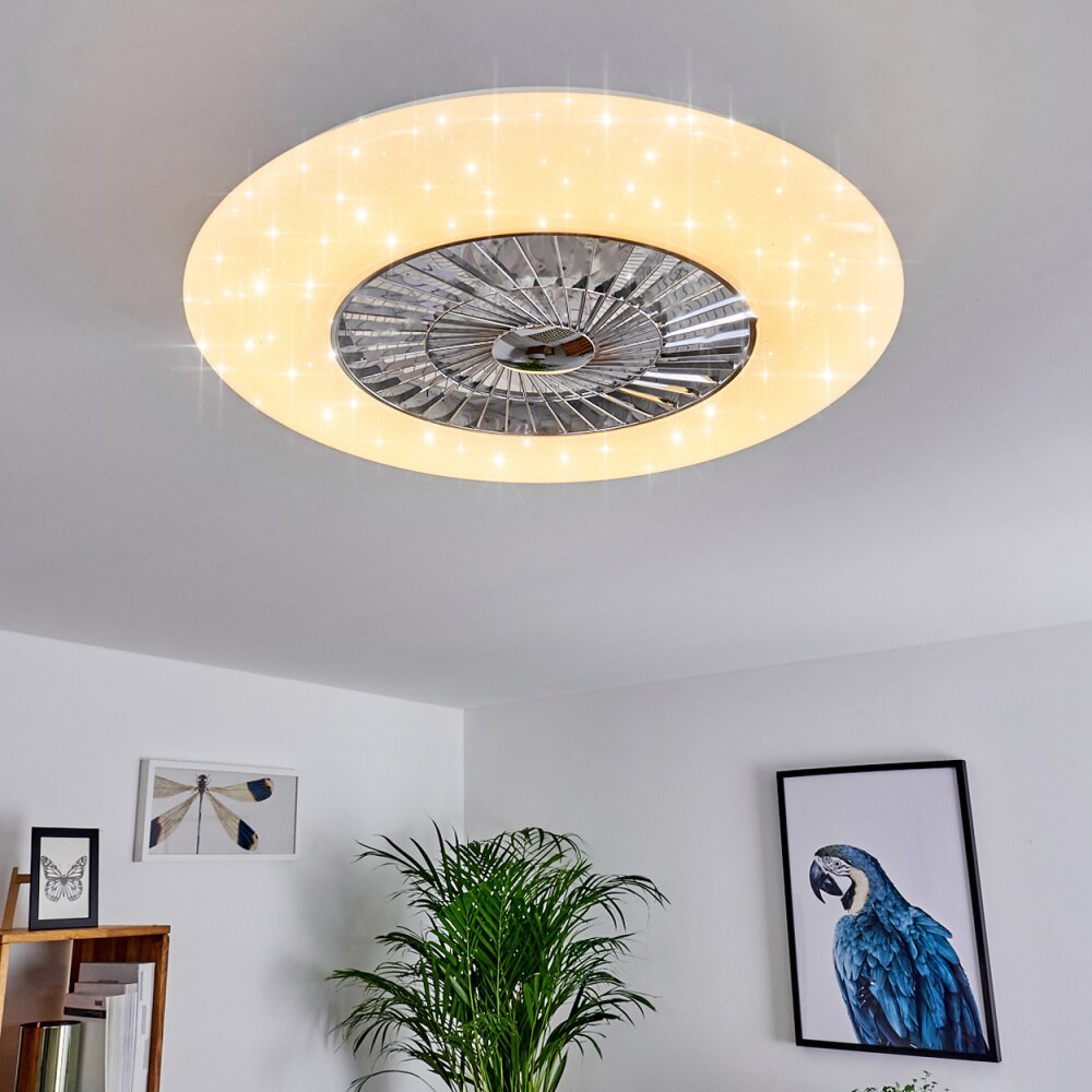 Petrovac ventilatore da soffitto LED Cromo, Bianco, 1-Luce, Telecomando