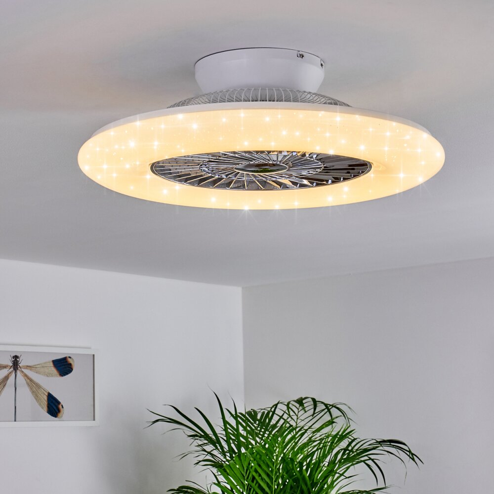 Petrovac ventilatore da soffitto LED Cromo, Bianco, 1-Luce, Telecomando
