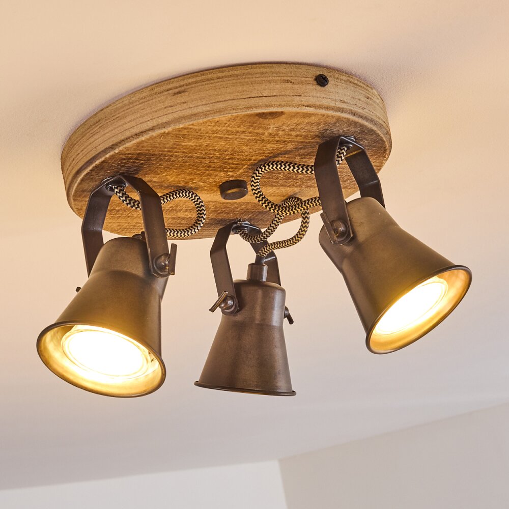 Skodsbol Plafoniera Legno chiaro, Nero, 3-Luci