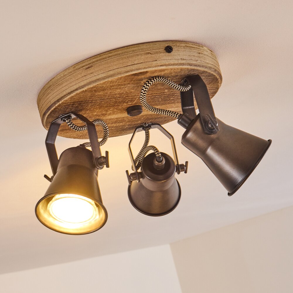 Skodsbol Plafoniera Legno chiaro, Nero, 3-Luci