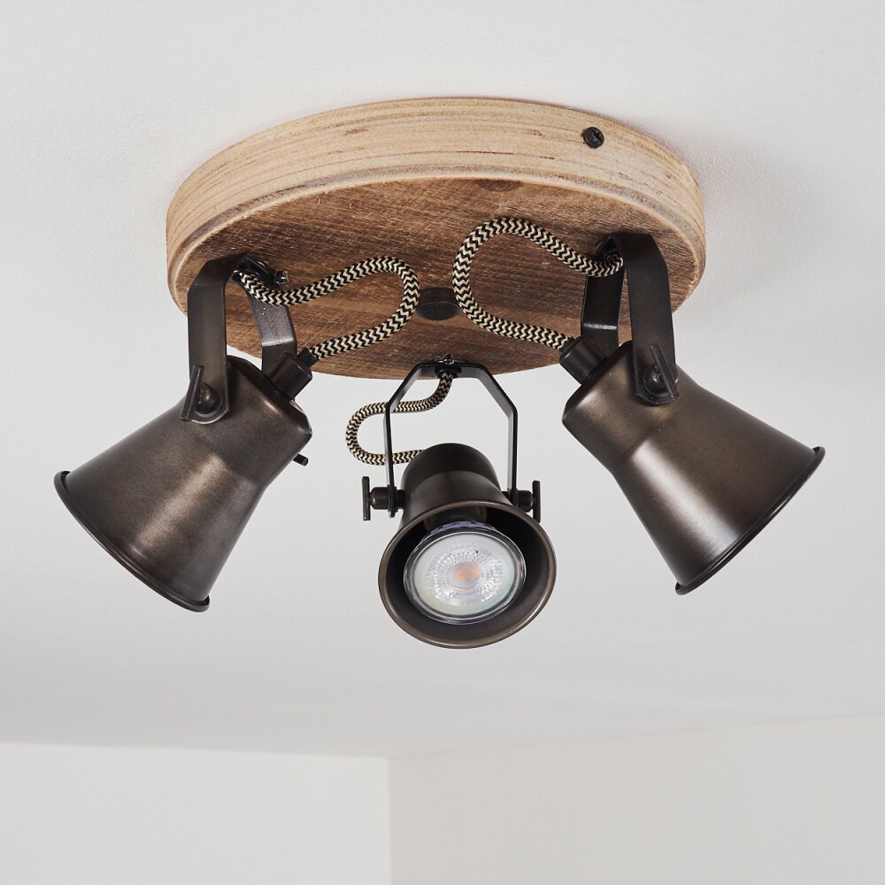 Skodsbol Plafoniera Legno chiaro, Nero, 3-Luci