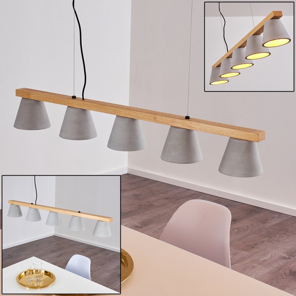 Halltorp Lampada a Sospensione Legno chiaro, Nero, 5-Luci