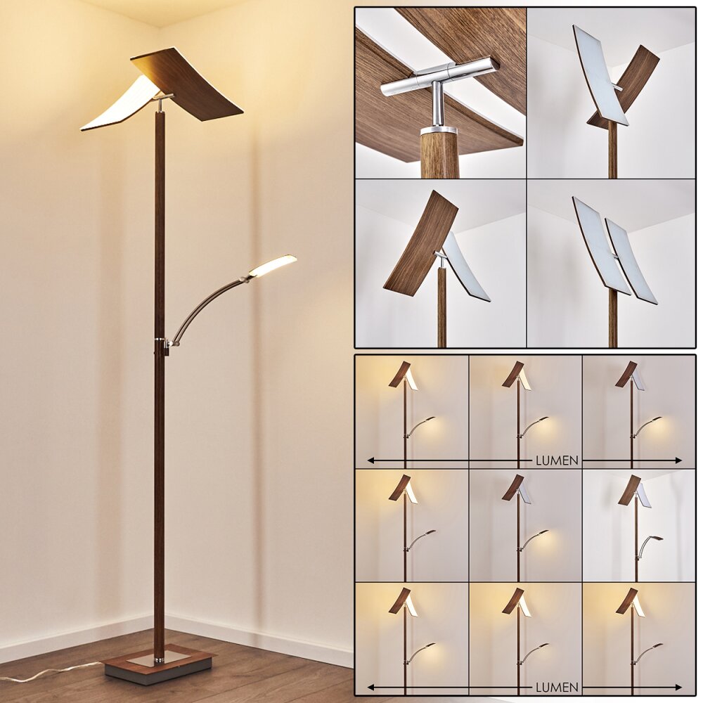 Lampada da terra Lasona LED Marrone, Argento, 2-Luci main product photo