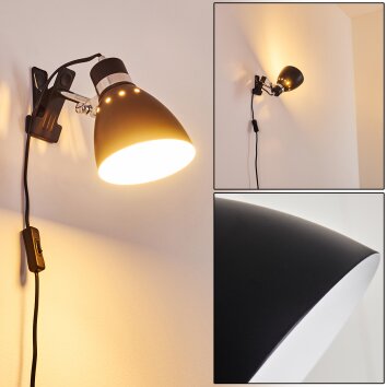 Lampada con morsetto retrò nera, Moys, con interruttore