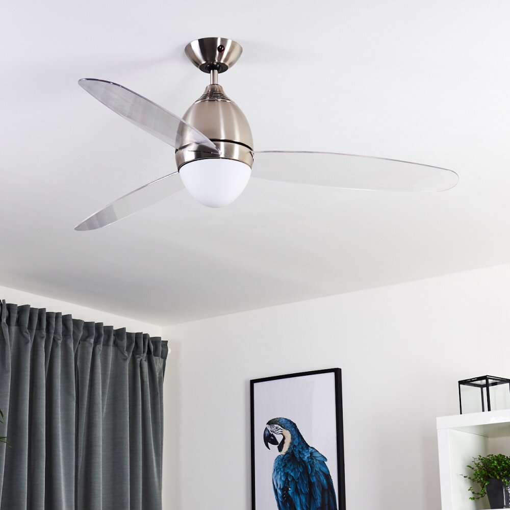 Varazze ventilatore da soffitto Nichel opaco, Trasparente, chiaro, 1-Luce, Telecomando