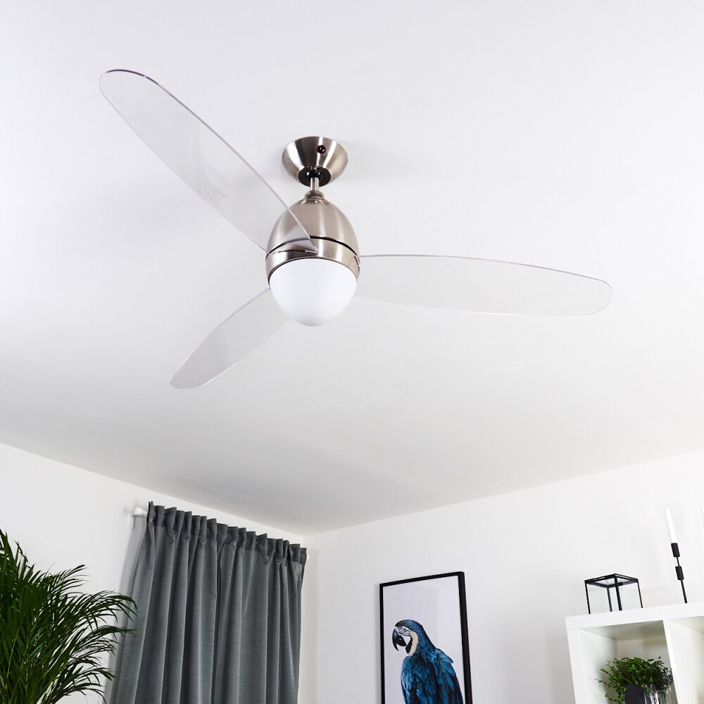 Varazze ventilatore da soffitto Nichel opaco, Trasparente, chiaro, 1-Luce, Telecomando