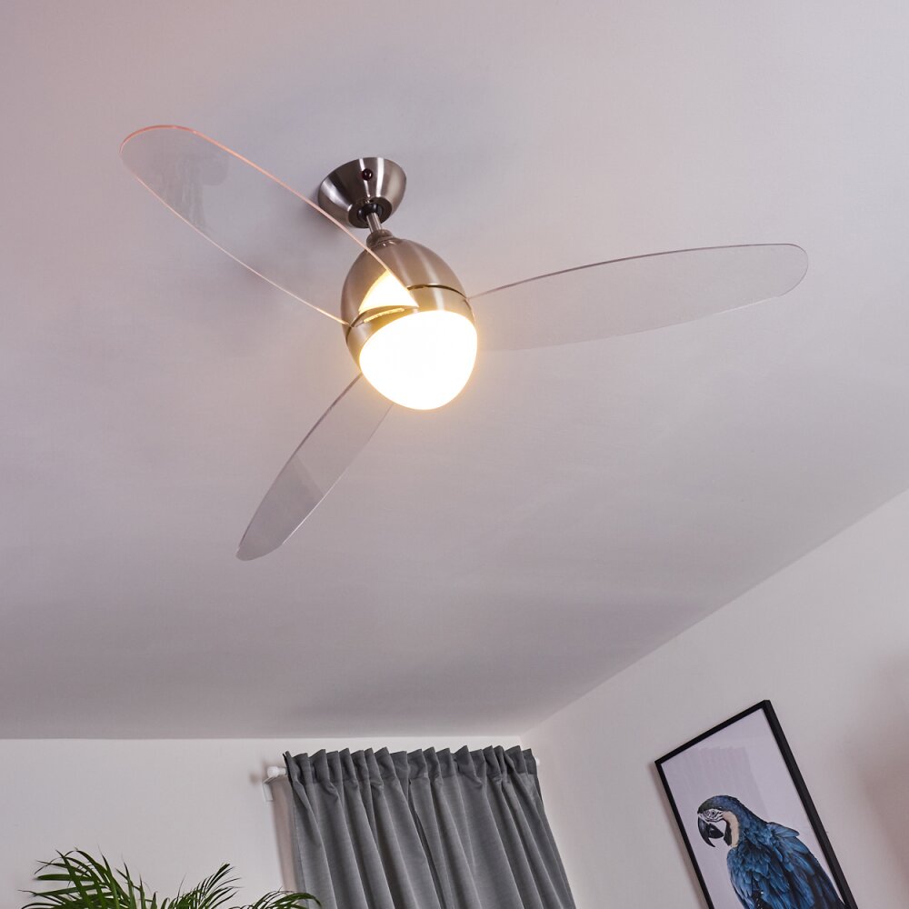 Varazze ventilatore da soffitto Nichel opaco, Trasparente, chiaro, 1-Luce, Telecomando